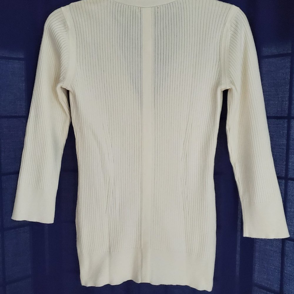 Spring Sweater - Ivanka Trump Women White Knit Slim Fit Cardigan Size Small - Picture 2 of 9